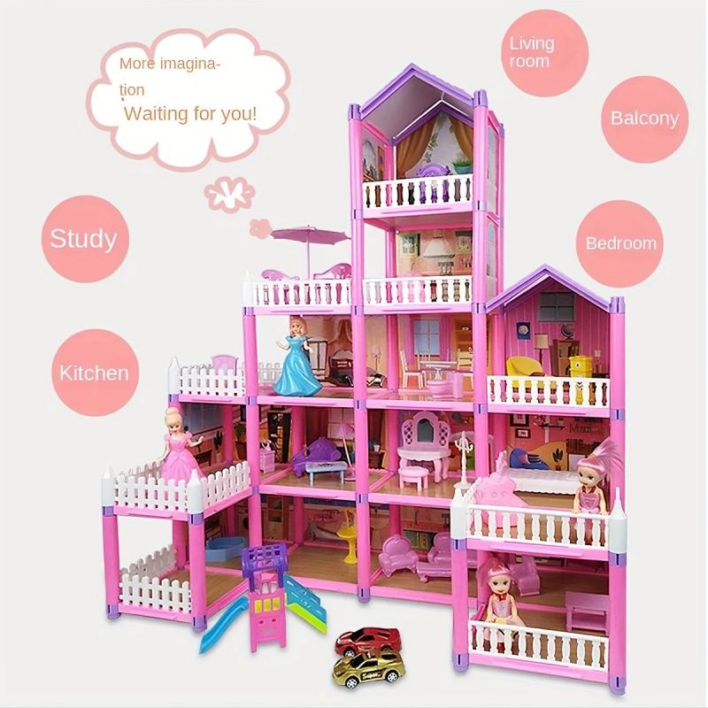 Doll House Girls' Villa Princess Castle Set Children's Crossing Home Toy