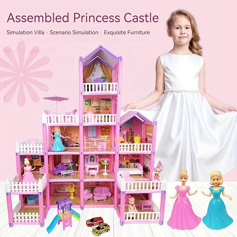 Doll House Girls' Villa Princess Castle Set Children's Crossing Home Toy