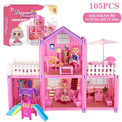 Doll House Girls' Villa Princess Castle Set Children's Crossing Home Toy