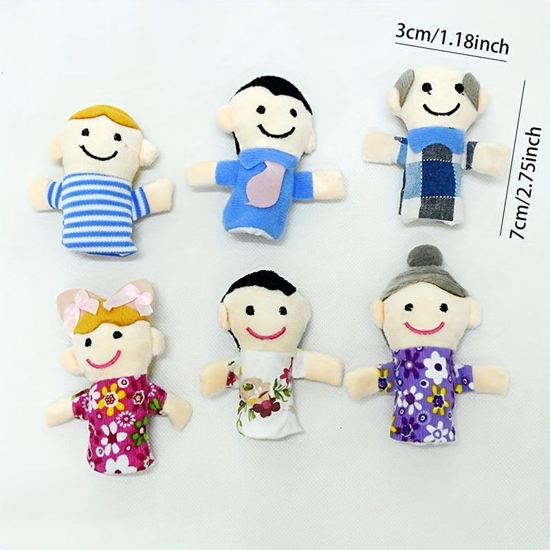 6pcs Cartoon Finger Dolls Early Education Plush Toys