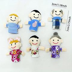 6pcs Cartoon Finger Dolls Early Education Plush Toys