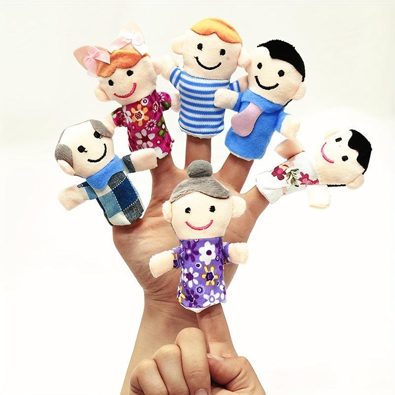 6pcs Cartoon Finger Dolls Early Education Plush Toys