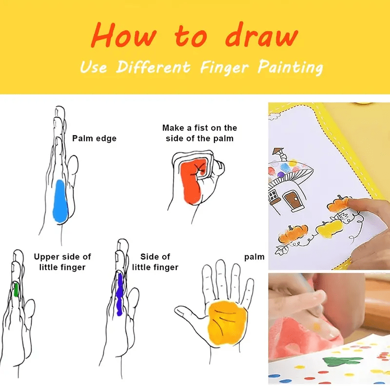 Kids Finger Painting Kit Colored Children Drawing DIY Craft Toy Washable Suit