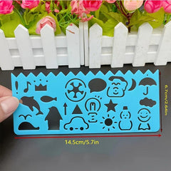 4pcs Cartoon Sketch Ruler Drawing Template Plastic Stencils For Students