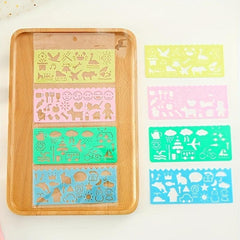 4pcs Cartoon Sketch Ruler Drawing Template Plastic Stencils For Students