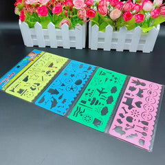 4pcs Cartoon Sketch Ruler Drawing Template Plastic Stencils For Students
