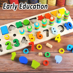 Wooden Number Puzzle Sorting Toddler Montessori Toys Shape Sorting Counting Game