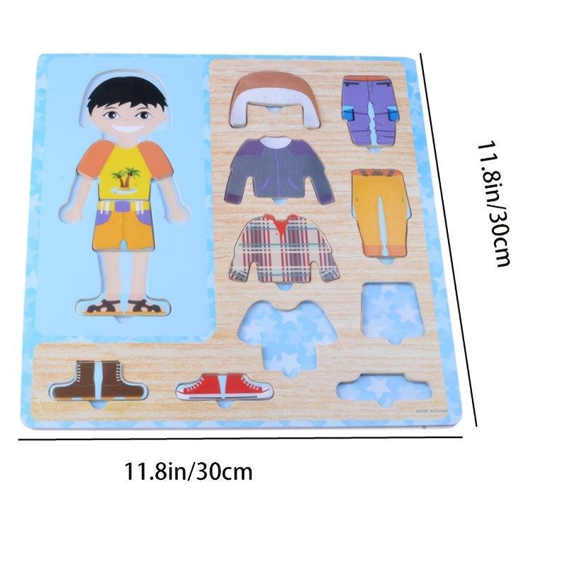 Wooden Children Dress Up Puzzle Boy And Girl Jigsaw Toy