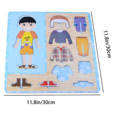 Wooden Children Dress Up Puzzle Boy And Girl Jigsaw Toy