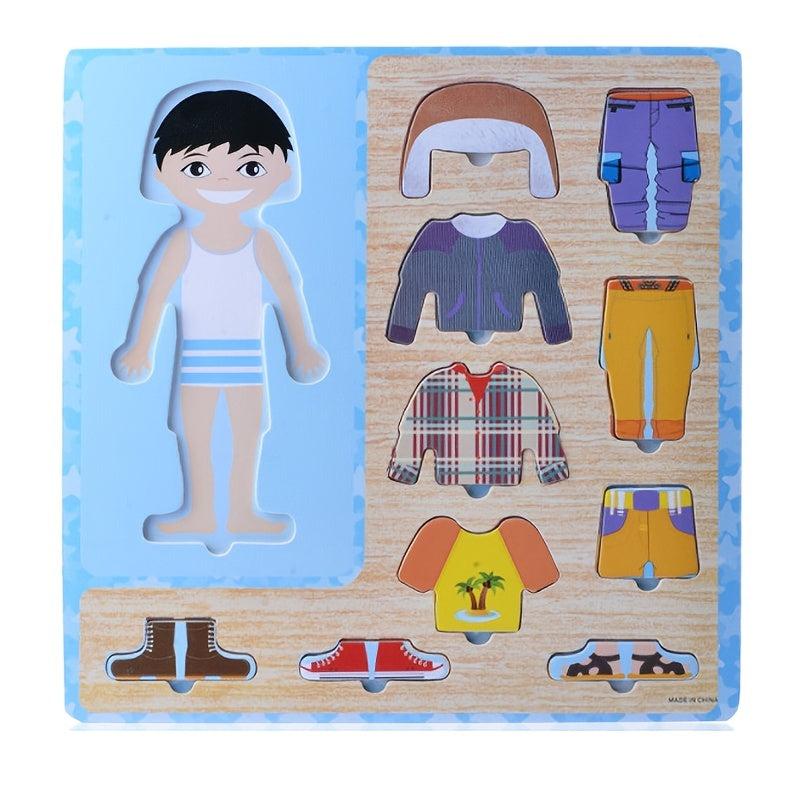 Wooden Children Dress Up Puzzle Boy And Girl Jigsaw Toy