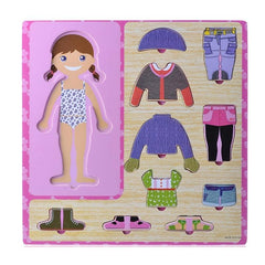 Wooden Children Dress Up Puzzle Boy And Girl Jigsaw Toy