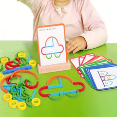 Rainbow 3D Puzzle Wooden Stick And Ring Building Set