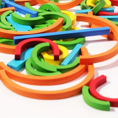 Rainbow 3D Puzzle Wooden Stick And Ring Building Set