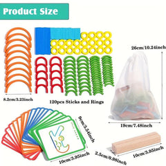 Rainbow 3D Puzzle Wooden Stick And Ring Building Set