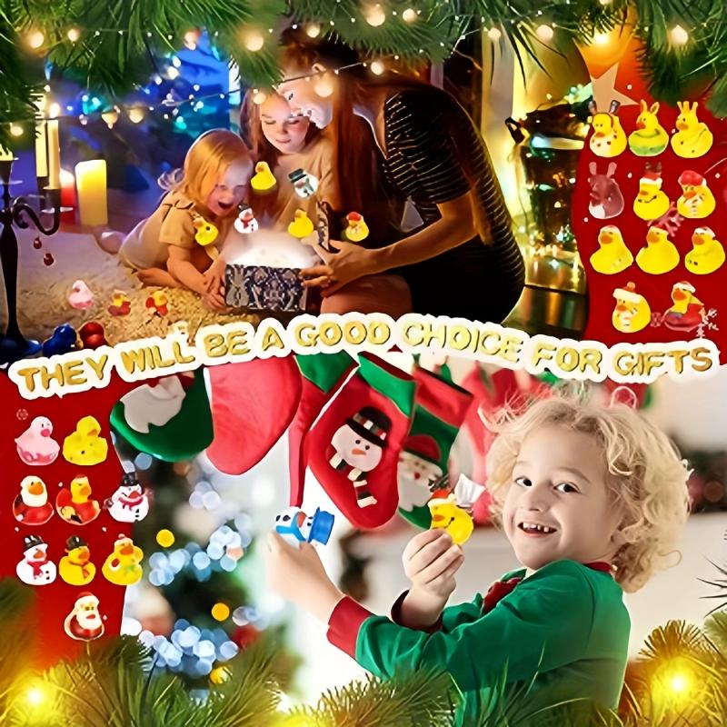Christmas Rubber Ducks Party Holiday Gift Bag Baby Shower Toy Decoration