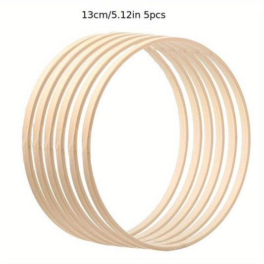 5pcs Bamboo Craft Hoops DIY Wedding Dream Catching Wall Hanging Crafts