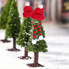 5pcs Mini Santa Hat Christmas Scarf Knit Hat Scarf Wine Bottle Decoration