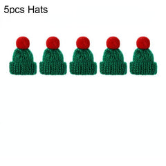5pcs Mini Santa Hat Christmas Scarf Knit Hat Scarf Wine Bottle Decoration