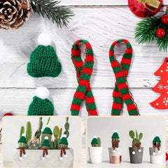 5pcs Mini Santa Hat Christmas Scarf Knit Hat Scarf Wine Bottle Decoration