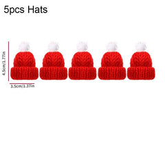 5pcs Mini Santa Hat Christmas Scarf Knit Hat Scarf Wine Bottle Decoration