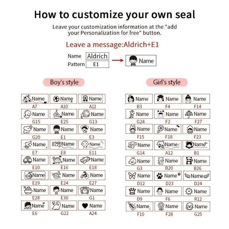Children's Waterproof Name Stamp for School Uniforms