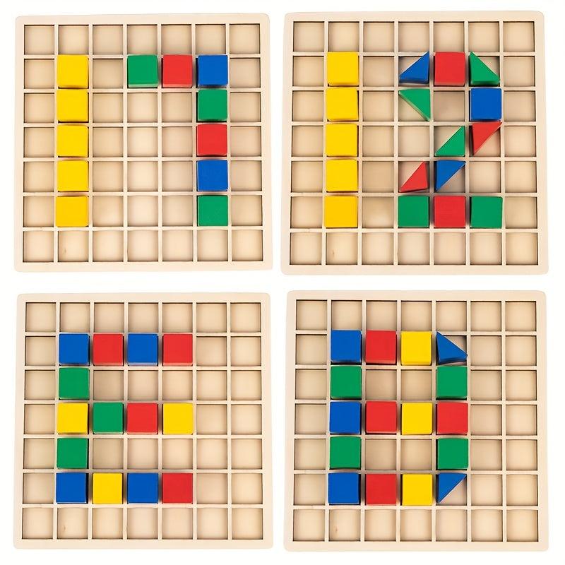 Wooden Splicing Building Blocks Puzzle Montessori Toy