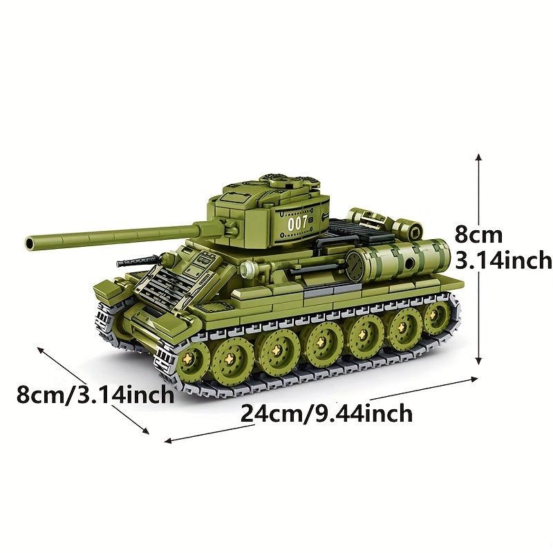 Retro Tank 38T Building Blocks T34 Armored Car Military Model Puzzle Set