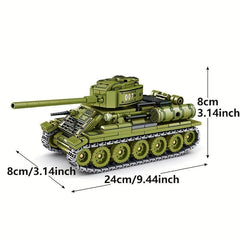 Retro Tank 38T Building Blocks T34 Armored Car Military Model Puzzle Set