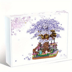 2200pcs Purple Cherry Bonsai Tree Building Sets Mini Building Blocks