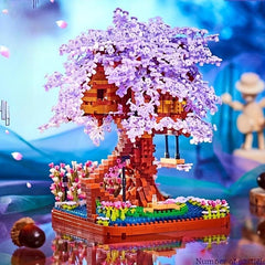 2200pcs Purple Cherry Bonsai Tree Building Sets Mini Building Blocks