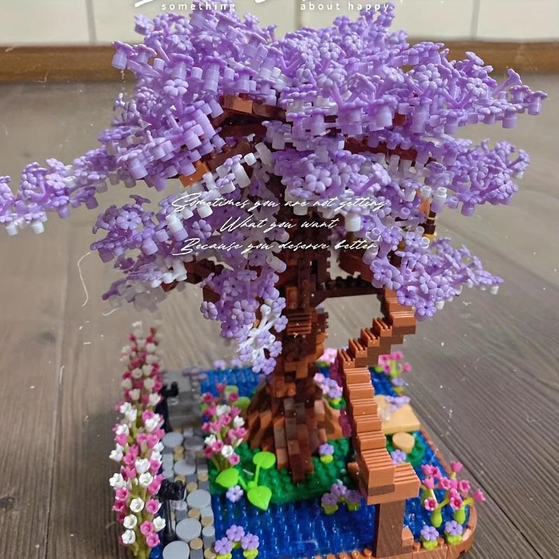 2200pcs Purple Cherry Bonsai Tree Building Sets Mini Building Blocks