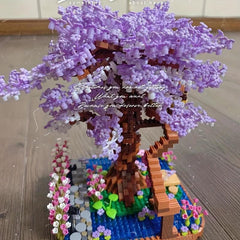 2200pcs Purple Cherry Bonsai Tree Building Sets Mini Building Blocks