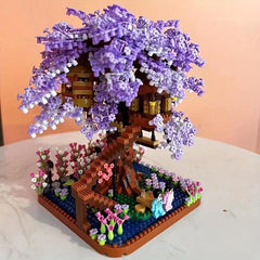 2200pcs Purple Cherry Bonsai Tree Building Sets Mini Building Blocks