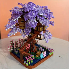 2200pcs Purple Cherry Bonsai Tree Building Sets Mini Building Blocks