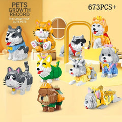 673pcs Cat Animal Building Blocks Model Fun Pet Building Blocks