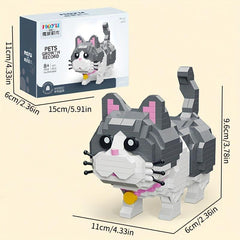 673pcs Cat Animal Building Blocks Model Fun Pet Building Blocks