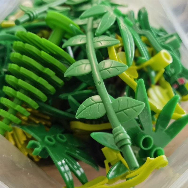 DIY Rain Forest Scene Mix Plant Trees Grass Building Blocks Educational Toy