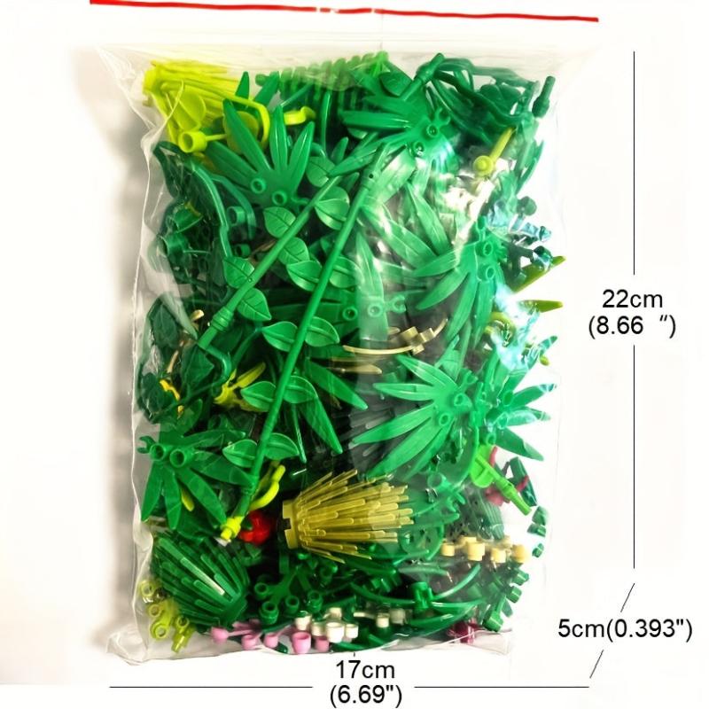 DIY Rain Forest Scene Mix Plant Trees Grass Building Blocks Educational Toy