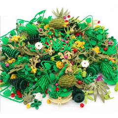 DIY Rain Forest Scene Mix Plant Trees Grass Building Blocks Educational Toy