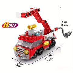 6 in 1 Fire Brigade Car Model Building Blocks Sets