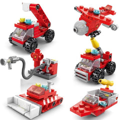 6 in 1 Fire Brigade Car Model Building Blocks Sets