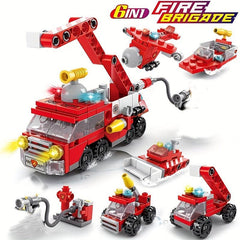 6 in 1 Fire Brigade Car Model Building Blocks Sets