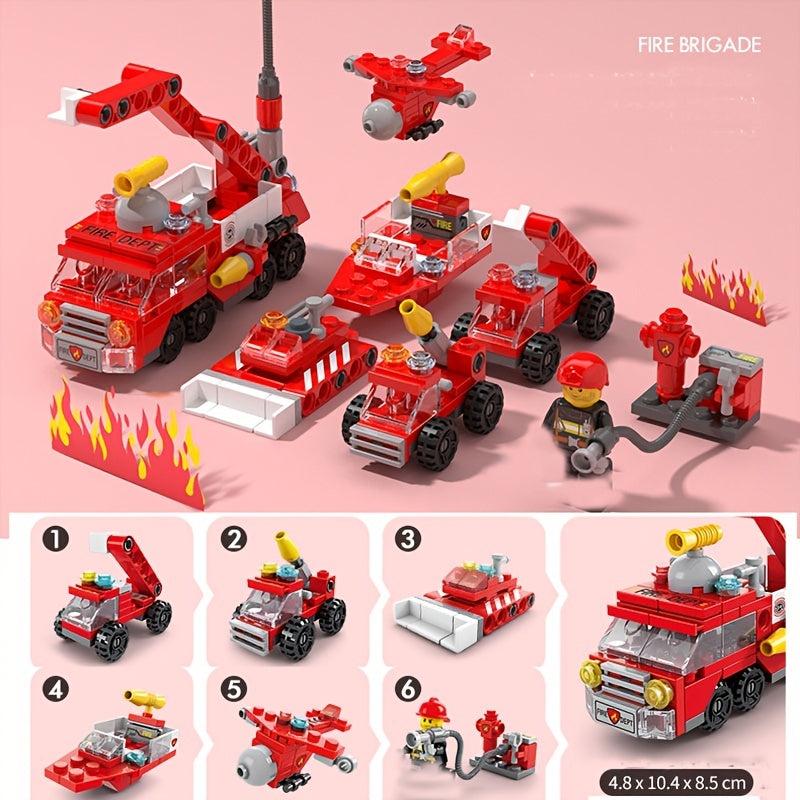 6 in 1 Fire Brigade Car Model Building Blocks Sets
