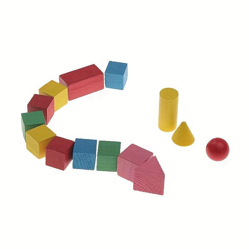 Wooden Shape Matching Building Blocks 14 Colors