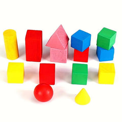 Wooden Shape Matching Building Blocks 14 Colors