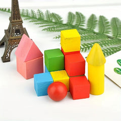 Wooden Shape Matching Building Blocks 14 Colors