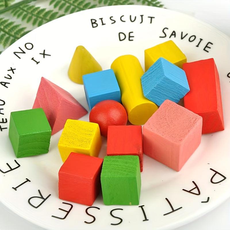 Wooden Shape Matching Building Blocks 14 Colors