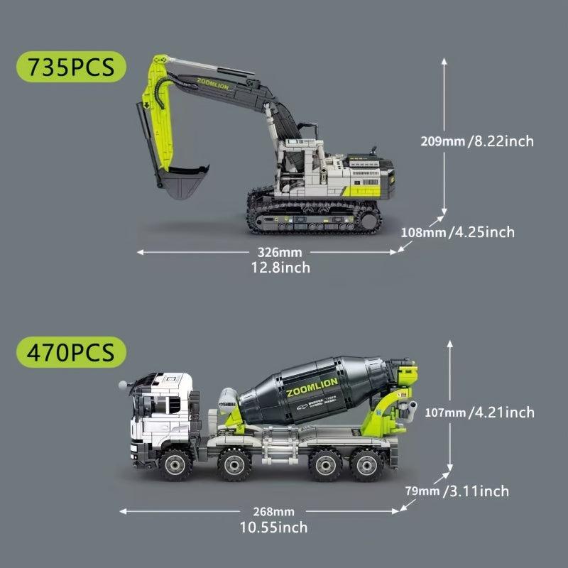 Excavator Building Blocks Forklift Toy Crane Cement Truck