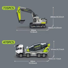 Excavator Building Blocks Forklift Toy Crane Cement Truck