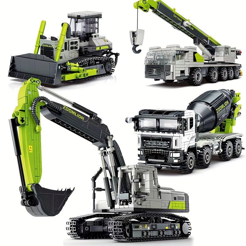 Excavator Building Blocks Forklift Toy Crane Cement Truck